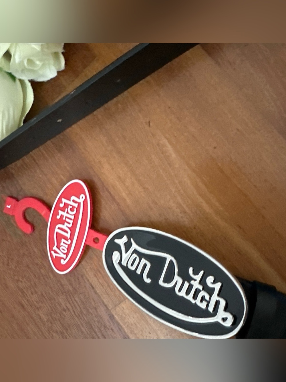 Von Dutch Black and Red Logo Belt Accent
